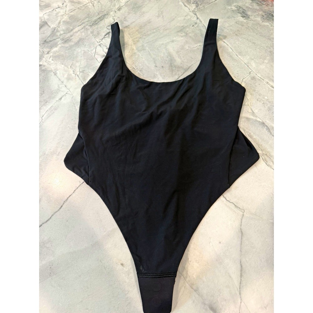 lululemon Wundermost Low Scoop Back Sleeveless Mesh Bodysuit Black L